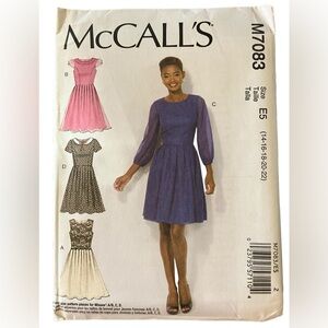 McCALLS SEWING DRESS PATTERN #M7083 Sizes 14-22 Fitted, Princess, Pleated NWOT